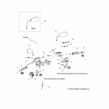 STEERING, HANDLEBAR ASM. and CONTROLS - V15CW/DB/DW/TW36 ALL OPTIONS (49VICHANDLEBARASM15CC)