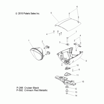 ELECTRICAL, HEADLIGHT w/WINDSHIELD - V11BB36/DB36/DC36/EB36 ALL OPTIONS (49VICHEADLIGHT11CC)