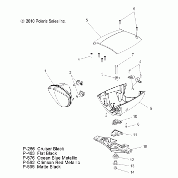 ELECTRICAL, HEADLIGHT w/WINDSHIELD - V12BW36/EW36 ALL OPTIONS (49VICHEADLIGHT12CR)