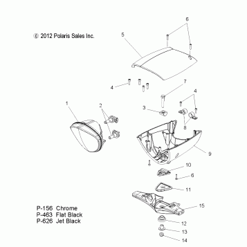 ELECTRICAL, HEADLIGHT w/WINDSHIELD - V14BA36/BW36 ALL OPTIONS (49VICHEADLIGHT13CR)