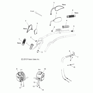 STEERING, CONTROLS and MIRRORS - V08BC26/XB26 ALL OPTIONS (49VICMIRRORS08JP)