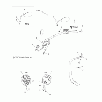 STEERING, CONTROLS and MIRRORS - V11CA36/CB36 ALL OPTIONS (49VICMIRRORS11JP)