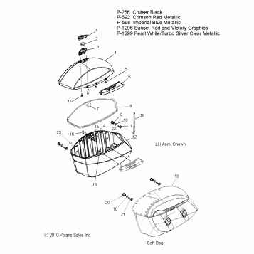 BODY, SADDLEBAG ASM. - V11BB36/DB36/DC36/EB36 ALL OPTIONS (49VICSADDLEBAG11CC)