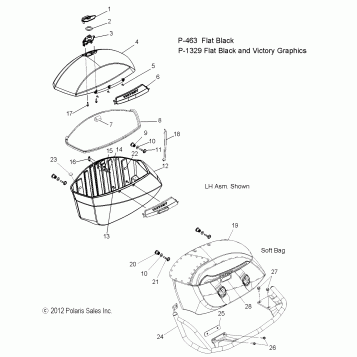 BODY, SADDLEBAG ASM. - V13BW36/EW36 ALL OPTIONS (49VICSADDLEBAG13CR)