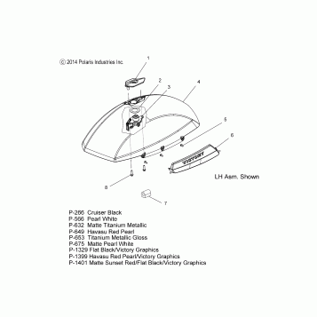BODY, SADDLEBAG ASM., LID - V15CW/DB/DW/TW36 ALL OPTIONS (49VICSADDLEBAGLID15CC)