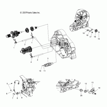 DRIVE TRAIN, SHIFT FORKS/DRUM - V10DB36DA/EB36DA ALL OPTIONS (49VICSHIFTFORK08VN)