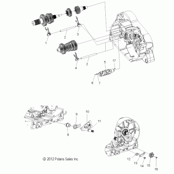 DRIVE TRAIN, SHIFT FORKS and DRUM - V16DA36 ALL OPTIONS (49VICSHIFTFORK13VGS)