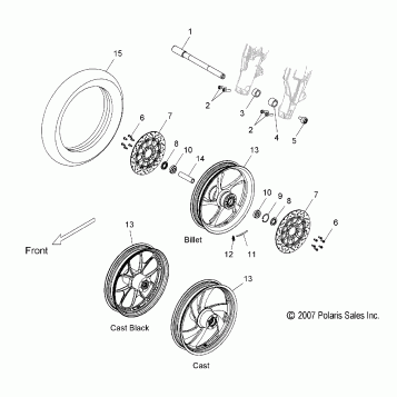 WHEELS, FRONT - V08HB26/HS26 ALL OPTIONS (49VICWHEELFRT08HMR)