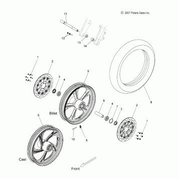 WHEELS, FRONT - V08SB36/SD36 ALL OPTIONS (49VICWHEELFRT08VN)
