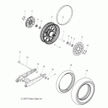 WHEELS, REAR (LACED) - V14WB36NX/NXA/NXC/EX (49VICWHEELRR12HB)
