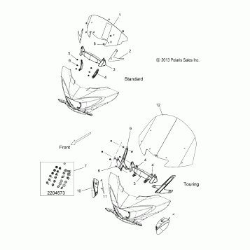 BODY, WINDSHIELD FAIRING and DEFLECTORS - V12TW36/DW36/KW36 ALL OPTIONS (49VICWINDSHIELDMTG12CC)