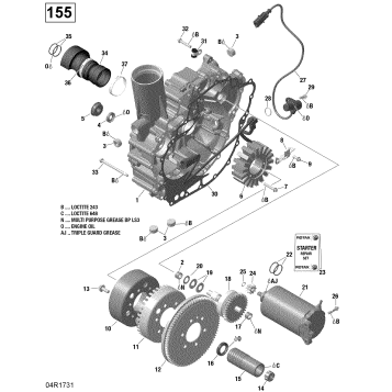 03- PTO Cover And Magneto - 130-155 Model Without Suspension
