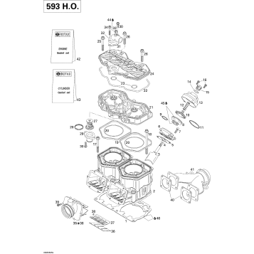 01- Cylinder, Exhaust Manifold And Reed Valve 593HO