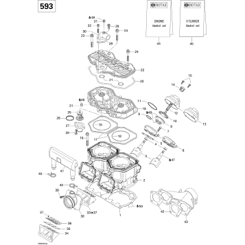 01- Cylinder, Exhaust Manifold, Reed Valve (593)