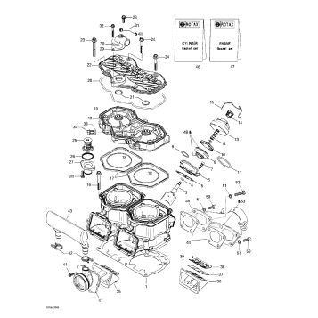 01- Cylinder, Exhaust Manifold, Reed Valve