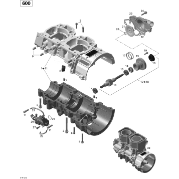 01- Crankcase, Water Pump And Oil Pump