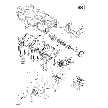 01- Crankcase, Reed Valve, Water Pump (809)