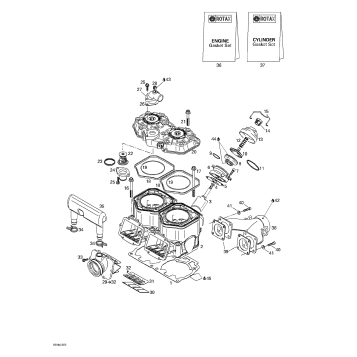 01- Cylinder, Exhaust Manifold, Reed Valve