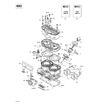01- Cylinder, Exhaust Manifold, Reed Valve (693)