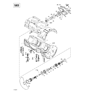 01- Crankcase, Rotary Valve, Water Pump (583)