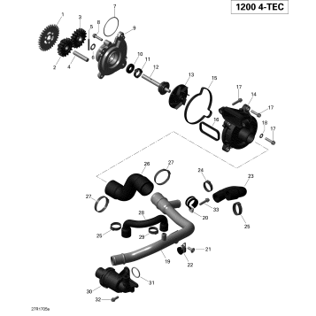 01- Engine Cooling - 1200iTC 4-TEC (Except GT LE - Renegade Enduro)