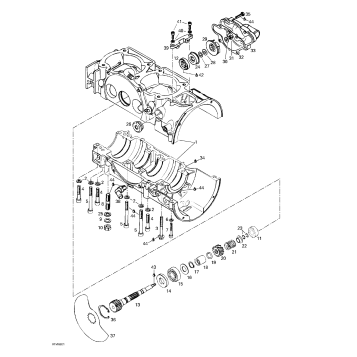 01- Crankcase, Rotary Valve, Water Pump