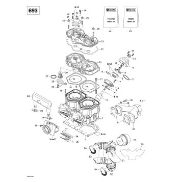 01- Cylinder, Exhaust Manifold, Reed Valve (693)