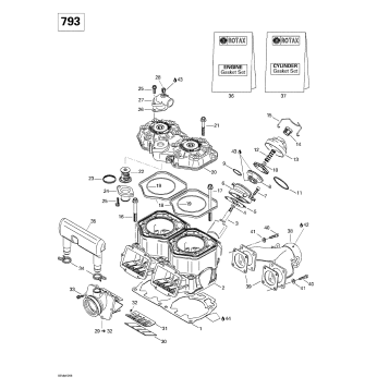 01- Cylinder, Exhaust Manifold, Reed Valve (793)