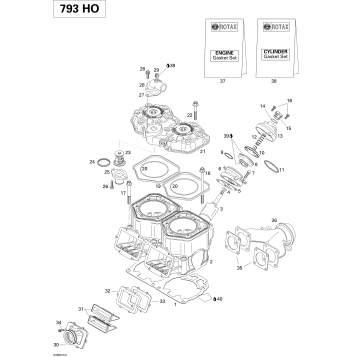 01- Cylinder, Exhaust Manifold, Reed Valve (793 HO)