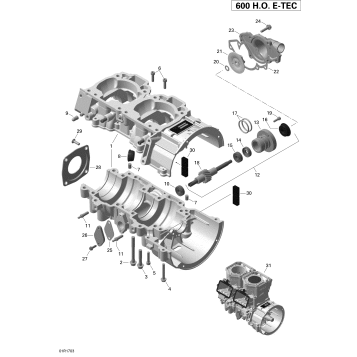 01- Engine - Crankcase and Water Pump - 600HO E-TEC