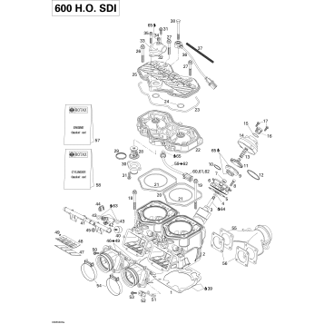 01- Cylinder, Exhaust Manifold, Reed Valve (600)