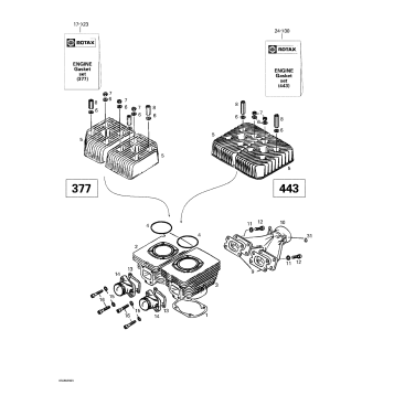 01- Cylinder, Exhaust Manifold (377, 443)