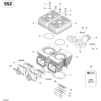 01- Cylinder, Exhaust Manifold And Reed Valve 552