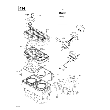 01- Cylinder, Exhaust Manifold (494)