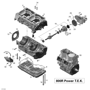 01- Crankcase, Water Pump and Oil Pump - 800R PTEK