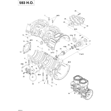 01- Crankcase, Water Pump And Oil Pump (593 HO)