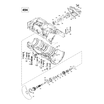 01- Crankcase, Rotary Valve, Water Pump (494)