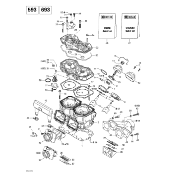 01- Cylinder, Exhaust Manifold, Reed Valve (593693)