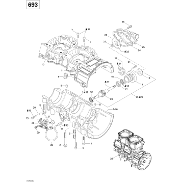 01- Crankcase, Water Pump And Oil Pump (693)