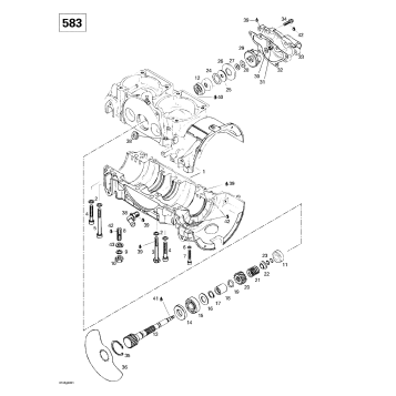 01- Crankcase, Rotary Valve, Water Pump (583)