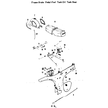 FRAME-BRAKE PEDAL-FUEL TANK-OIL TANK-SEAT
