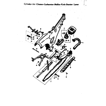 CYLINDER-AIR CLEANER-CARBURETOR-MUFFLER-KICK STARTER LEVER
