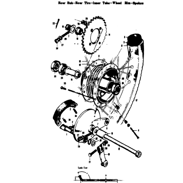 REAR HUB - REAR TIRE - INNER TUBE - WHEEL RIM-SPOKES