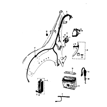 STARTER SWITCH-BATTERY-FUSE CASE WIRING HARNESS-BRAKE LAMP SWITCH-HORN