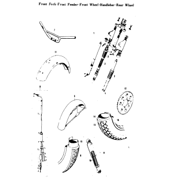 FRONT FORK - FRONT FENDER - FRONT WHEEL - HANDLEBAR - REAR WHEEL