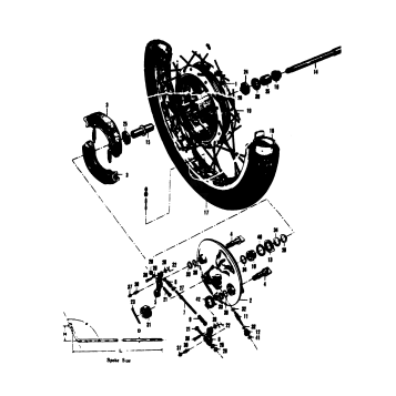 FRONT HUB-FRONT TIRE-INNER TUBE-WHEEL RIM-SPOKES