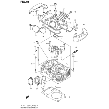 REAR CYLINDER HEAD (VL1500L4 E33)