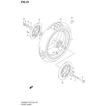 FRONT WHEEL (MODEL W/X/Y/K1/K2)