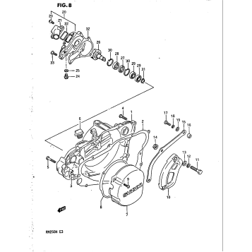 CRANKCASE COVER - WATER PUMP (MODEL H)