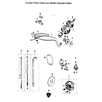 CYLINDER-PISTON-CARBURETOR-MUFFLER-SPROCKET-CABLES